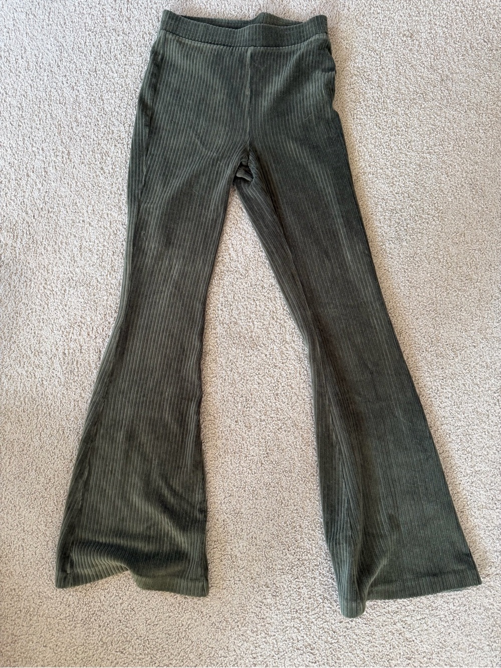 aerie Olive Ribbed Flare Leggings